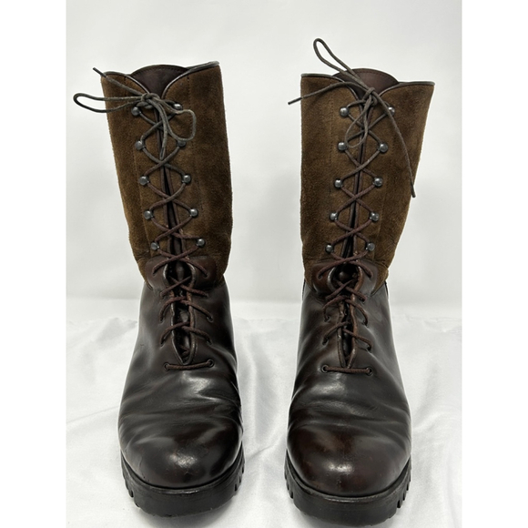 Salvatore Ferragamo Suede Accent Leather Boots, 9.5 - Picture 2 of 13